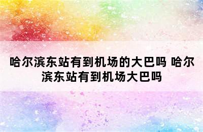 哈尔滨东站有到机场的大巴吗 哈尔滨东站有到机场大巴吗